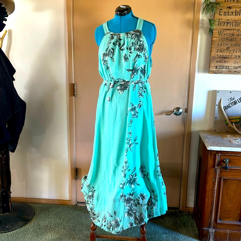 Halter neck floor length evening dress